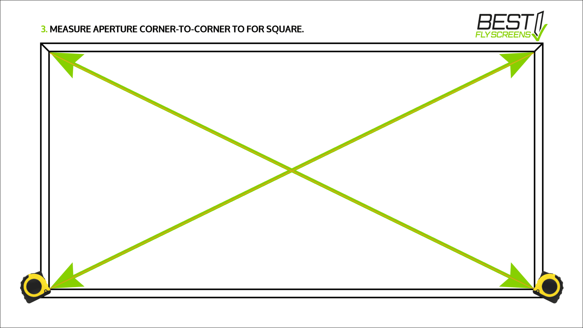 3. Measure aperture corner-to-corner to for square.