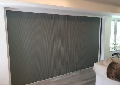 Best Fly Screens - Dual Screen with an anthracite grey frame. The privacy screen is fully closed.