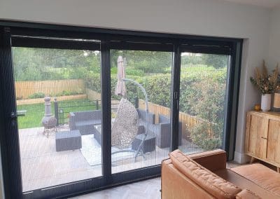 Best Fly Screens - Dual Screen with an anthracite grey frame. The privacy screens are fully open.